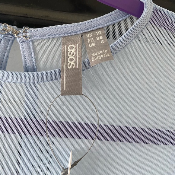 ASOS Petite Baby Blue Mesh Top Dress - Picture 3 of 6